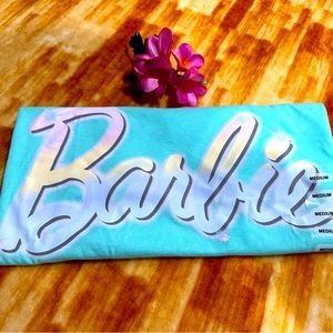 Barbie T Shirt by Grayson Threads Blue Green Barbie Crop Top Size M NWT
